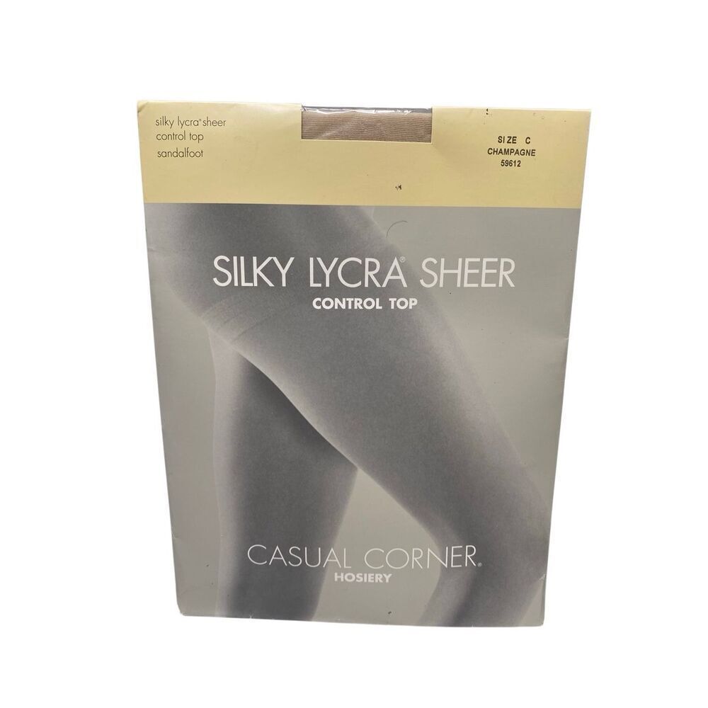 Casual Corner Silky Lycra Sheer Control Top Pantyhose Champagne Size C Formal